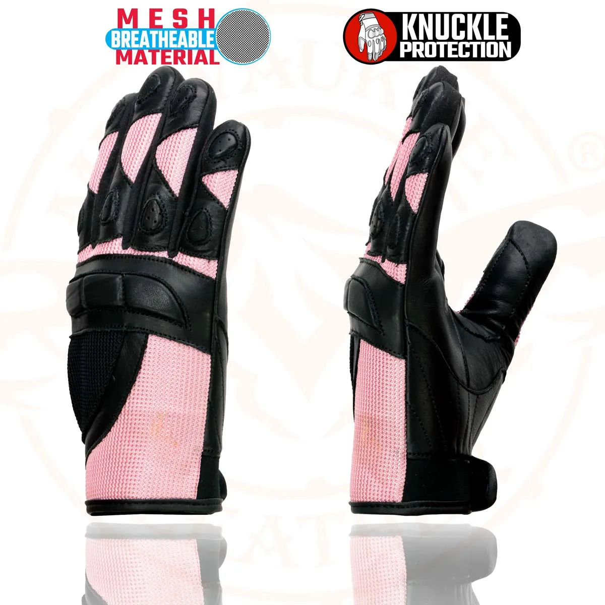 Milwaukee Leather SH802 Women's Black and Pink Leather with Mesh