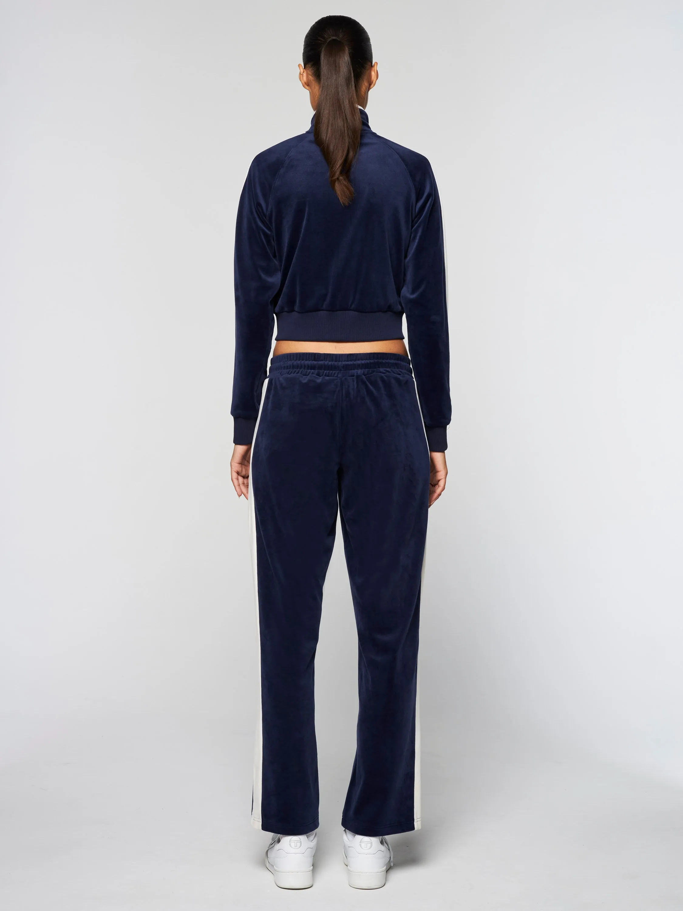 Miss Carlotta Velour Track Jacket- Maritime Blue