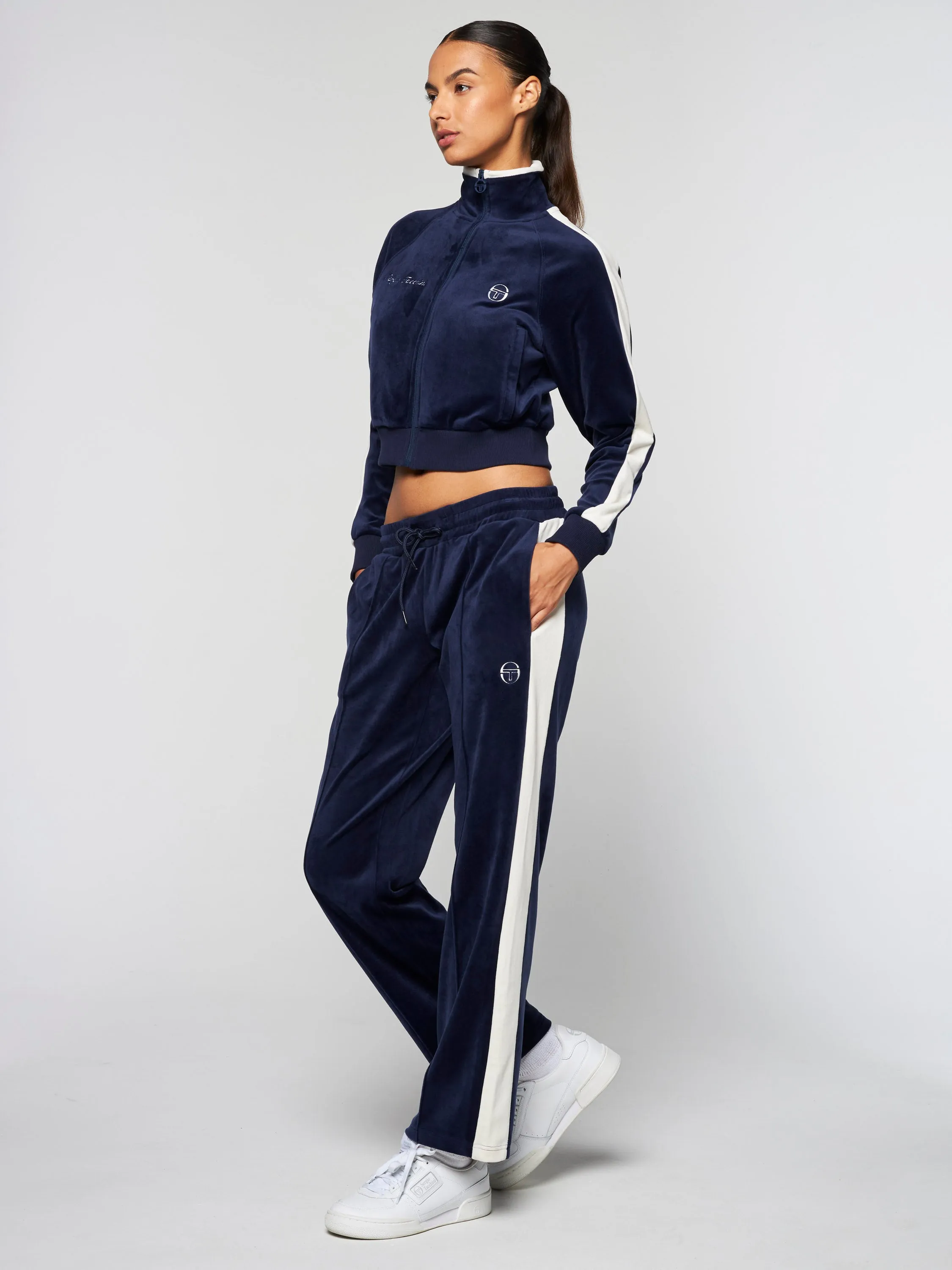 Miss Carlotta Velour Track Jacket- Maritime Blue