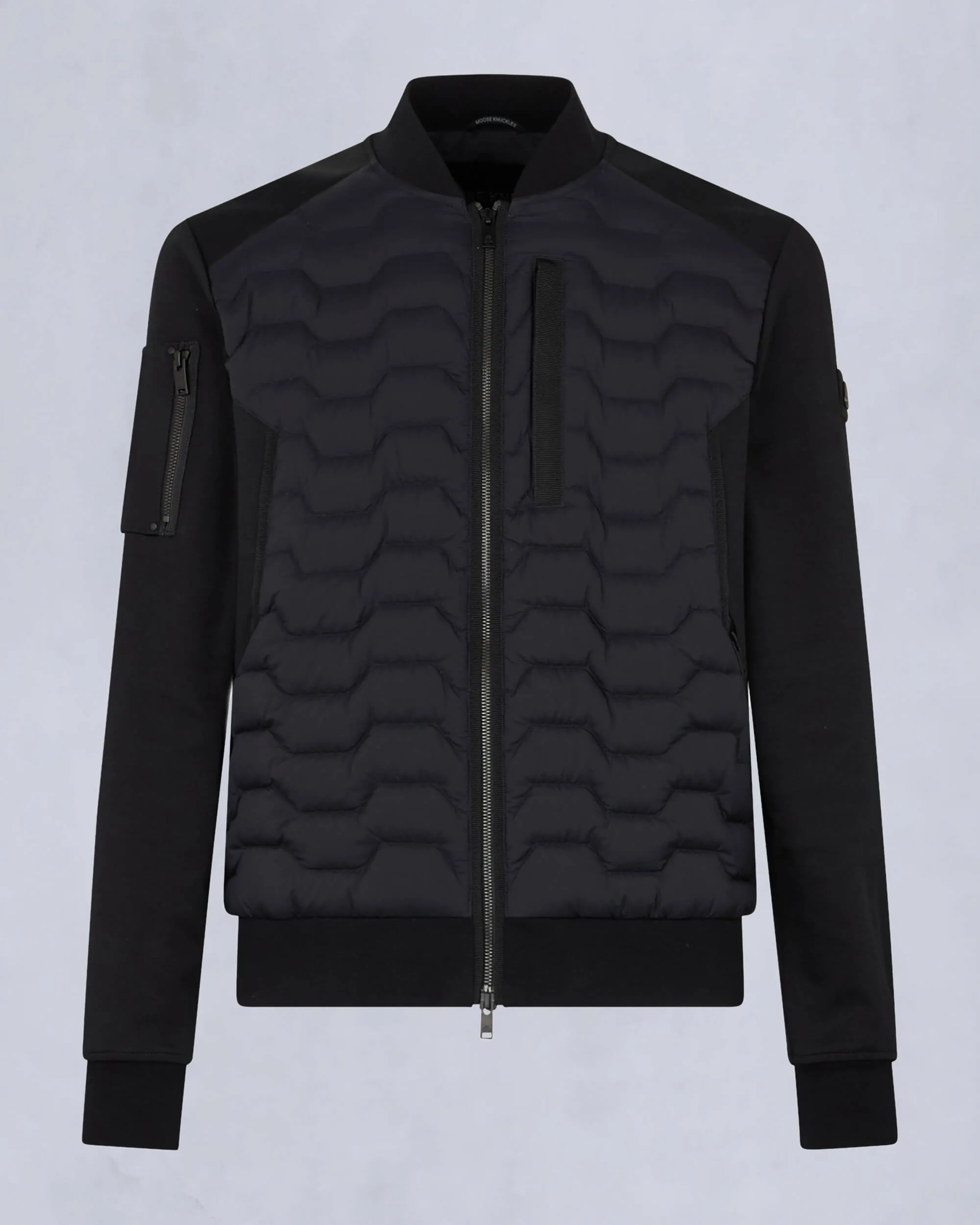 Moose Knuckles Granite Down Hybrid Bomber Jacket Black