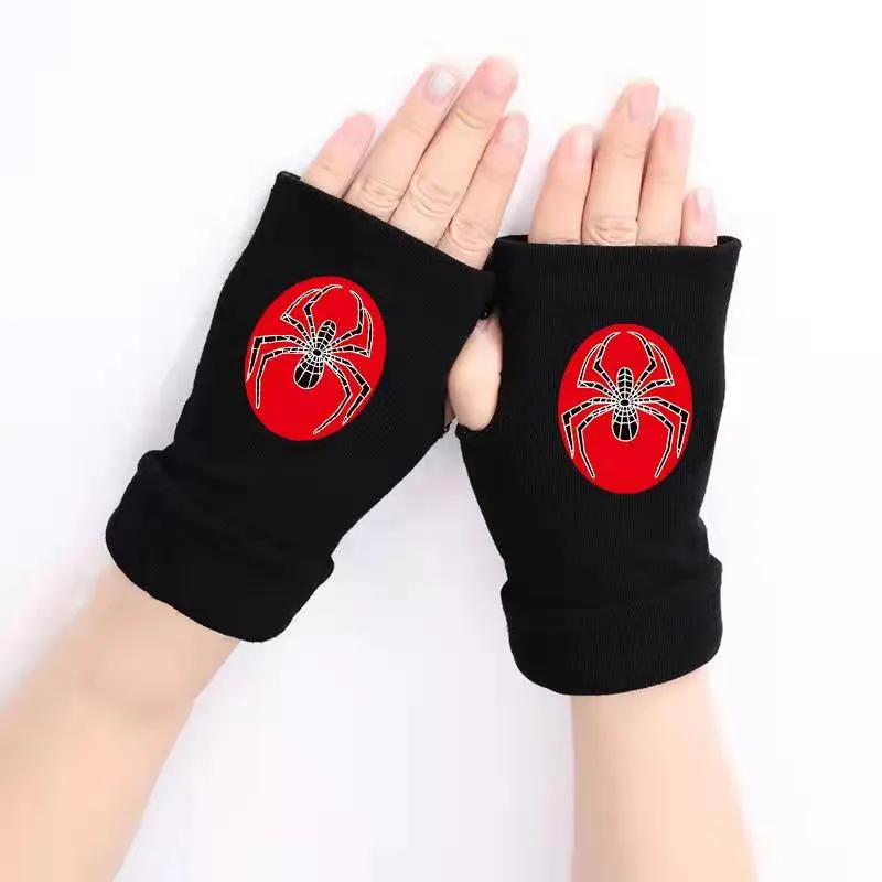 Movie Cosplay Half-finger Gloves Hulk SpiderMan Tokyo Avengers Cosplay Printed Warm Outdoor Gloves