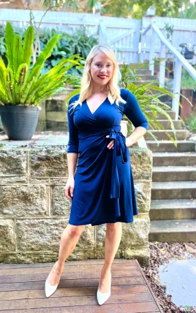 Navy Blue Wrap Dress