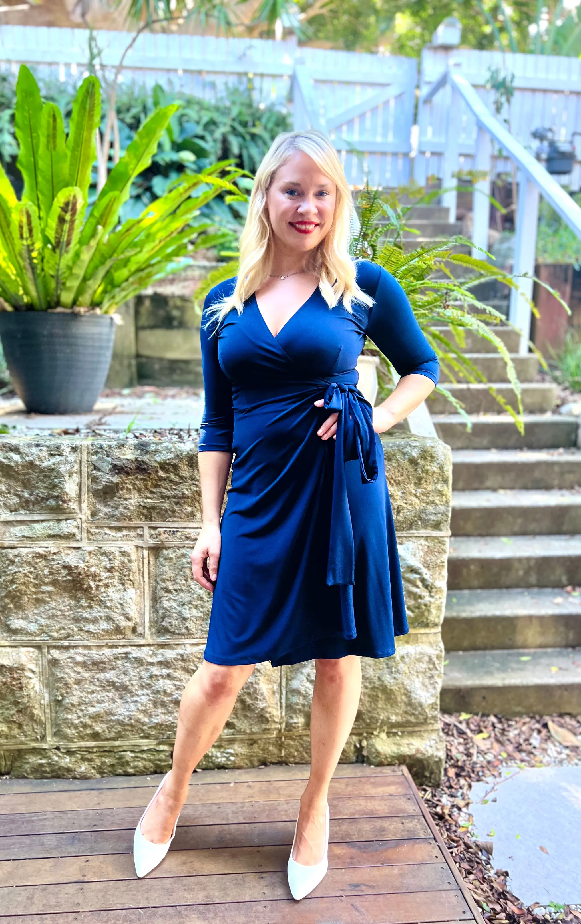 Navy Blue Wrap Dress