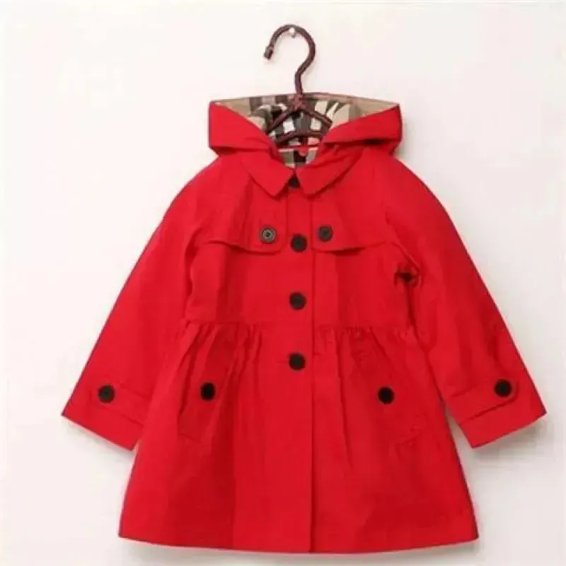 New Fashion girl Trench Jacket Autumn Princess Solid Medium Length Single breasted Windbreaker Baby Coats Clothing Size Height 100CM-160CM