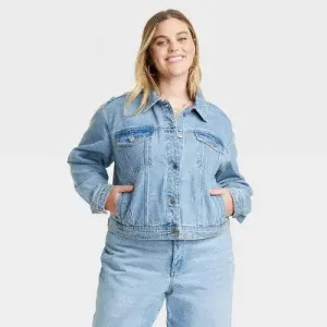 New - Universal Thread Women's Plus Button Up Denim Jacket