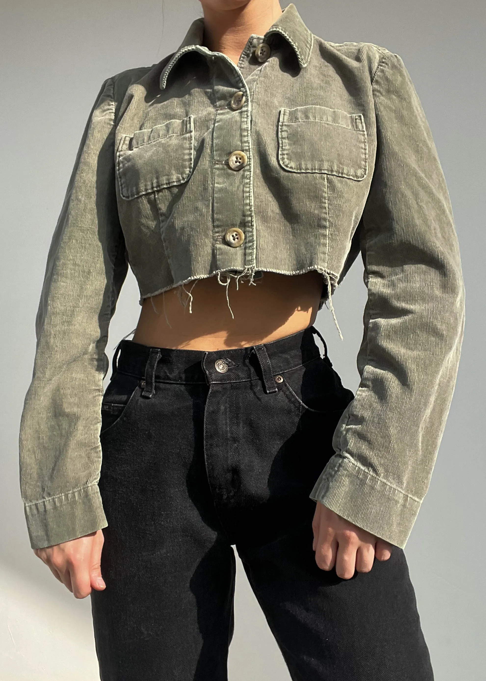 Olive Cord Cropped Jacket (S)