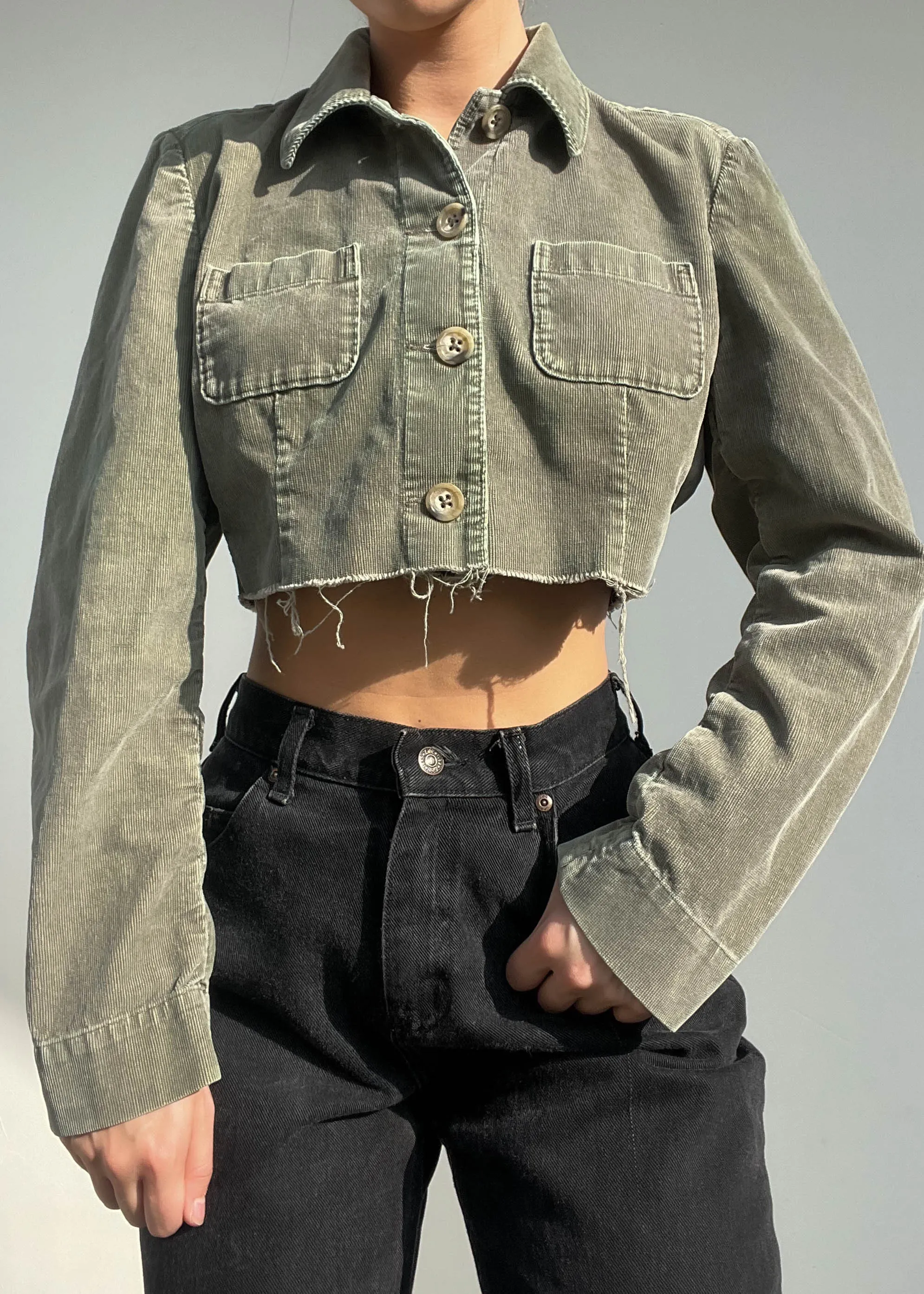 Olive Cord Cropped Jacket (S)