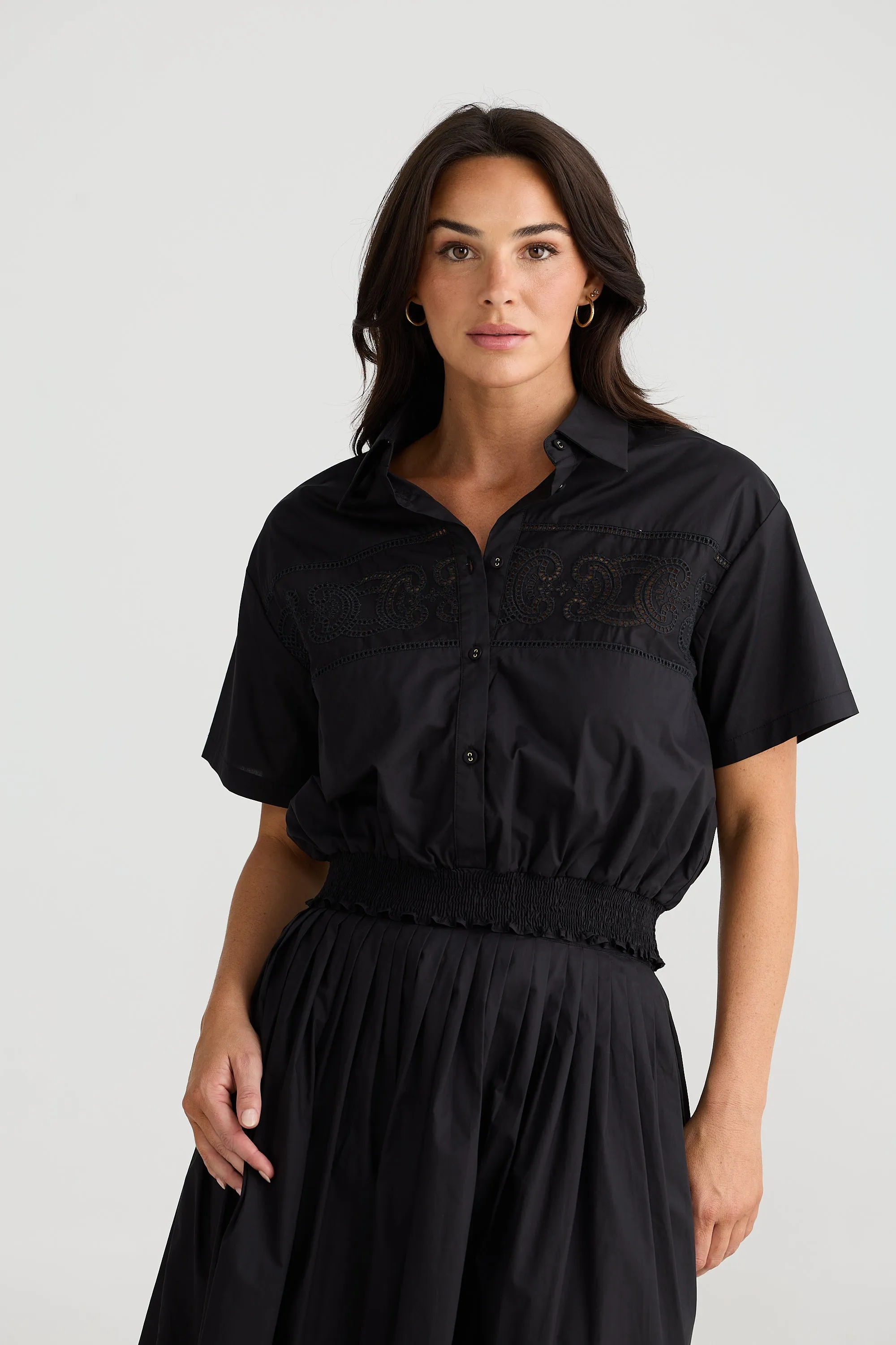 Paris Top Shirt - Black Cotton