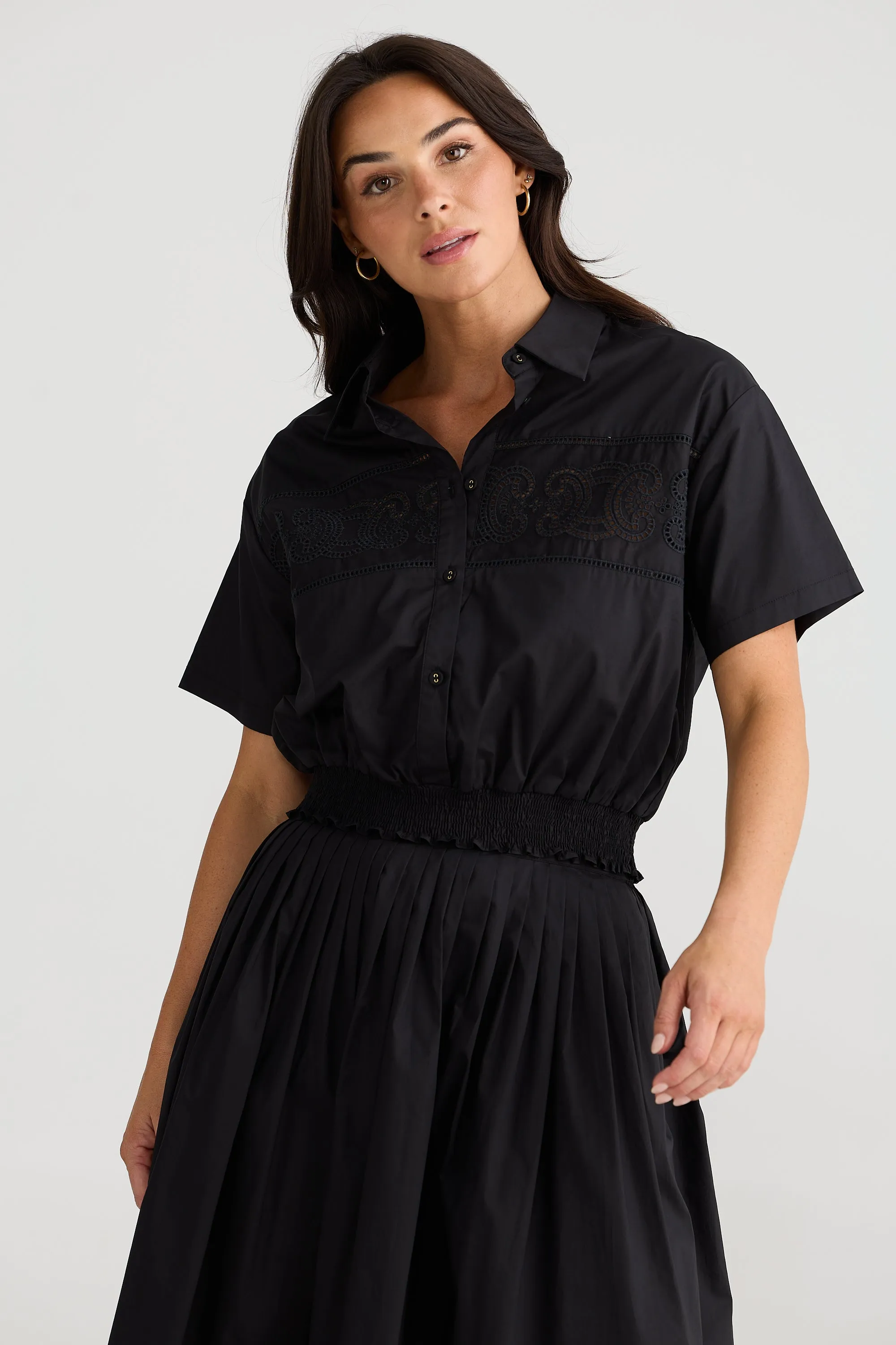 Paris Top Shirt - Black Cotton