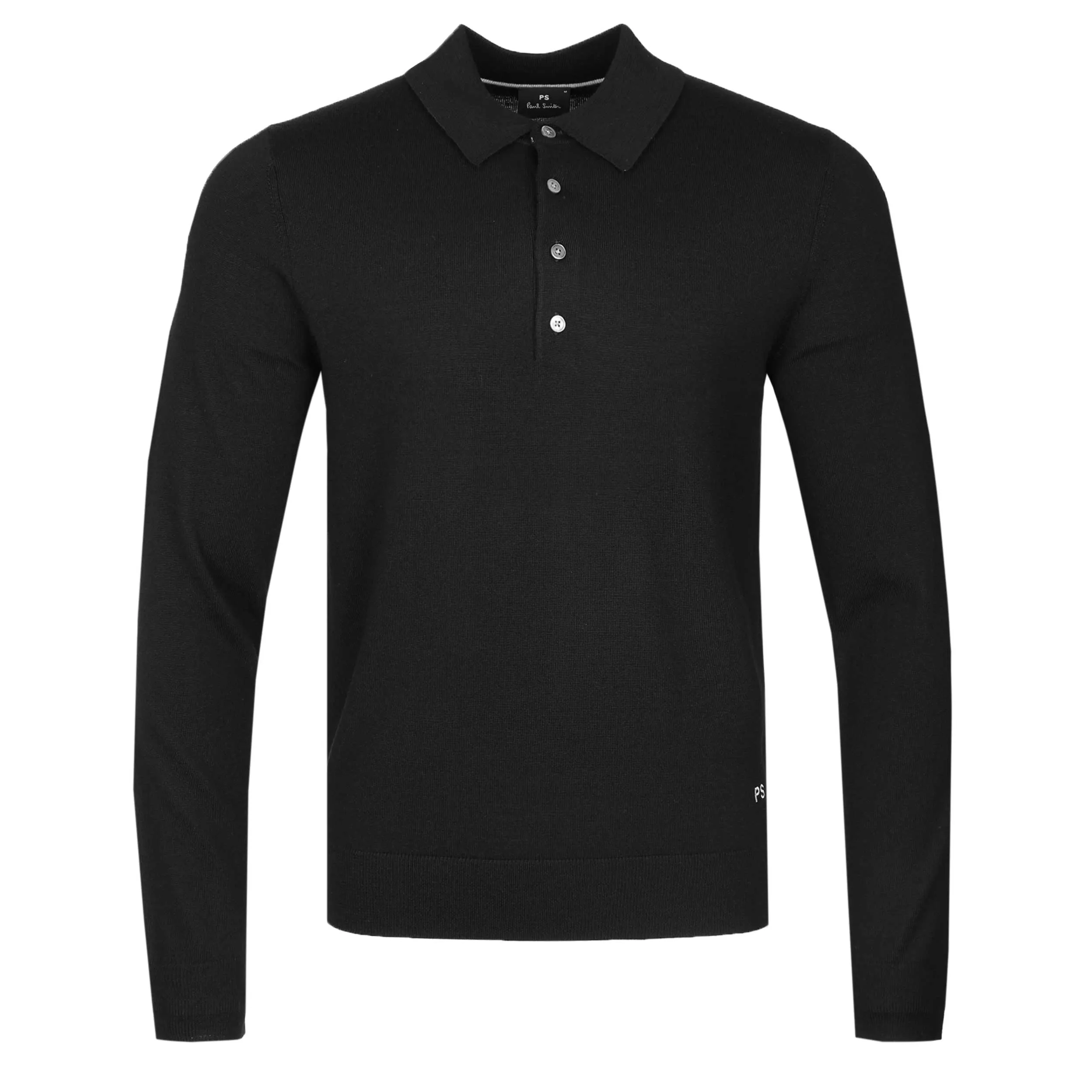 Paul Smith 4 Button LS Polo Knitwear in Black