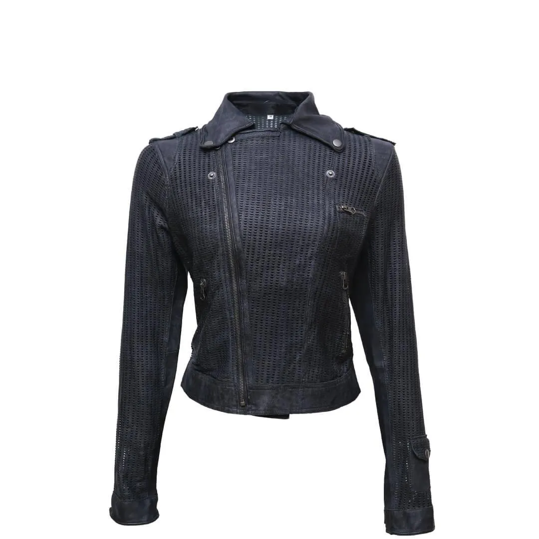 Perforated Leather Motorcycle Jacket