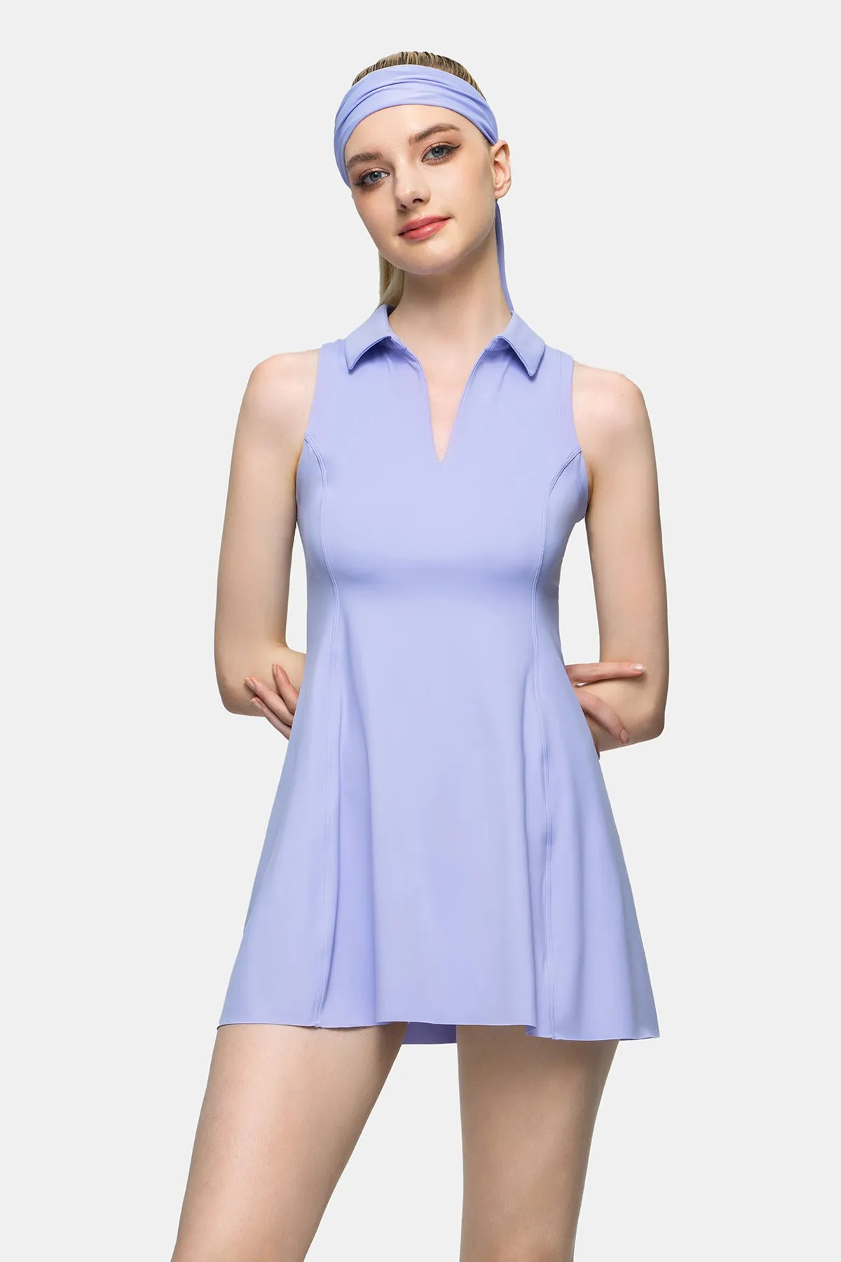 Polo Collar Tennis Dress with V-Neck