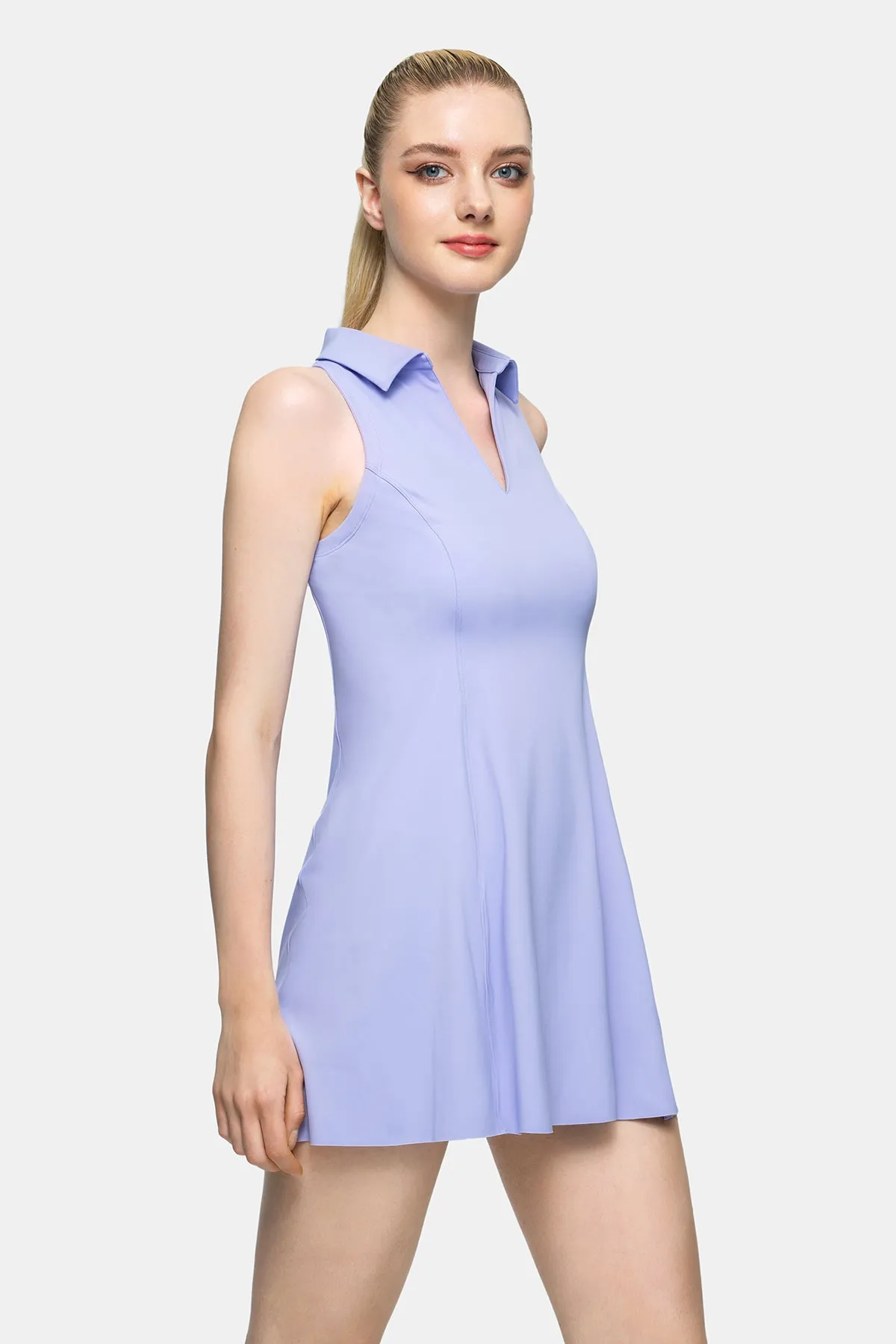 Polo Collar Tennis Dress with V-Neck