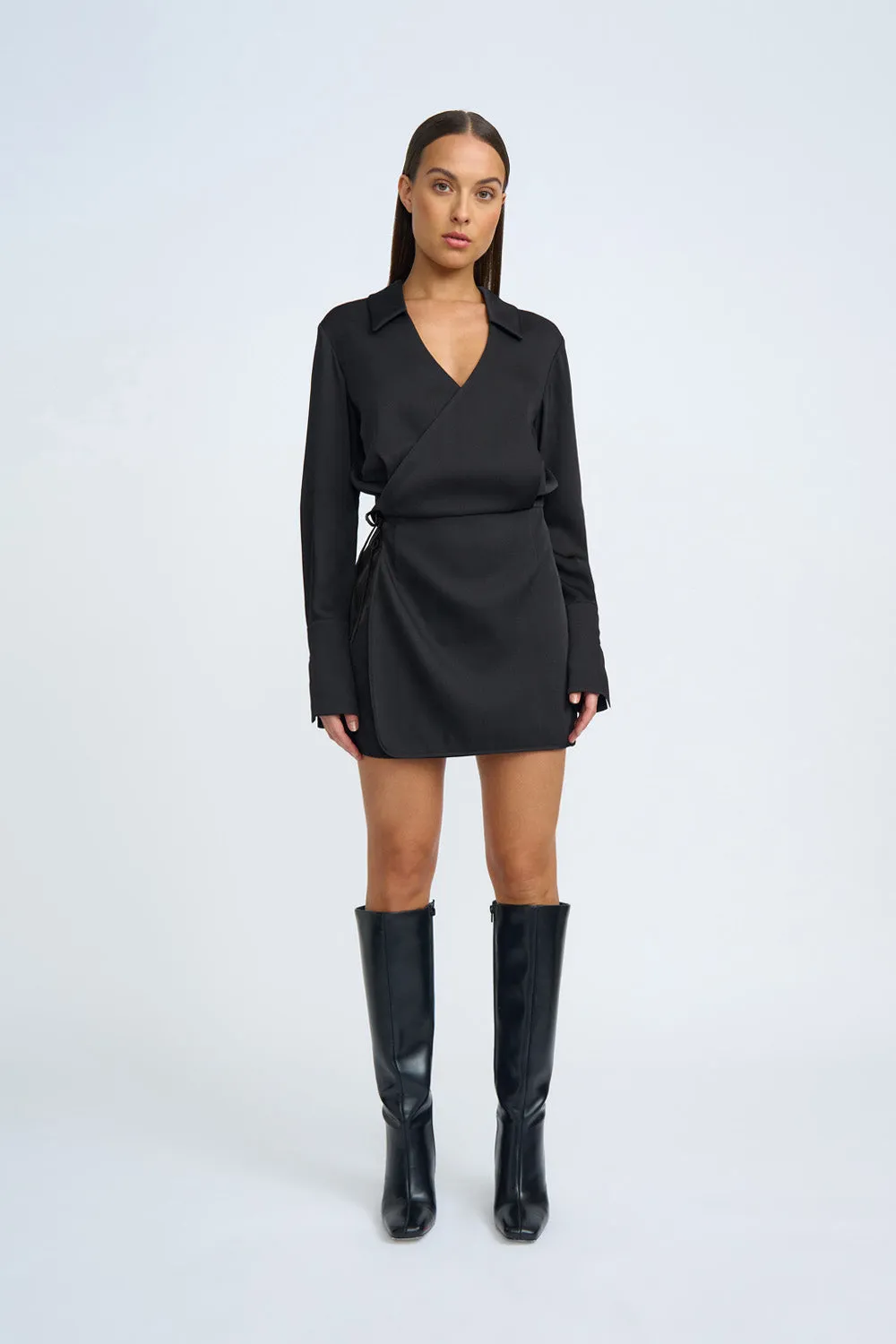 Portia Wrap Mini Dress | Final Sale - Black