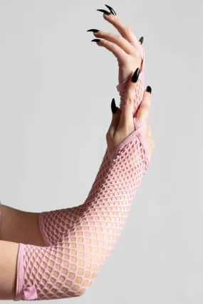 Possess Me Fishnet Gloves Pastel Pink