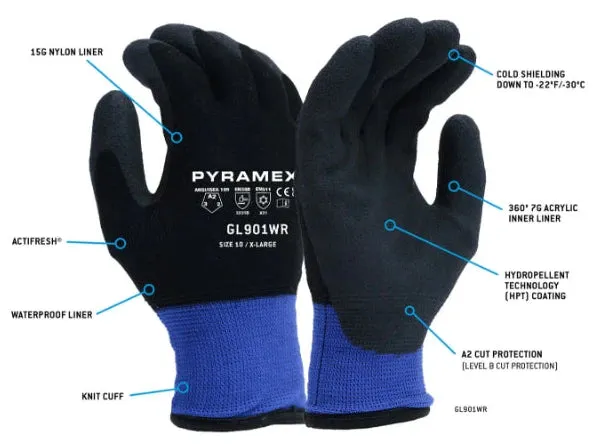 Pyramex® Insulated Cut Safety Gloves - ANSI Cut Level - A2 - GL901WR