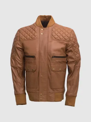 Quilted Tan Bomber Jacket