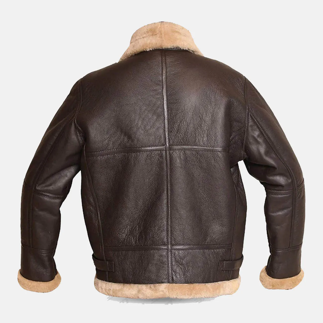 RAF Aviator Bomber Shearling Sheepskin Brown Leather Jacket