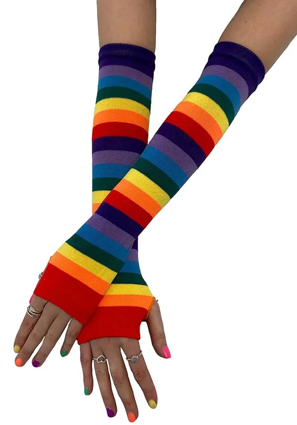 Rainbow Stripe | FINGERLESS GLOVES