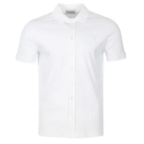 Sandbanks Interlock Full Button Polo Shirt in White