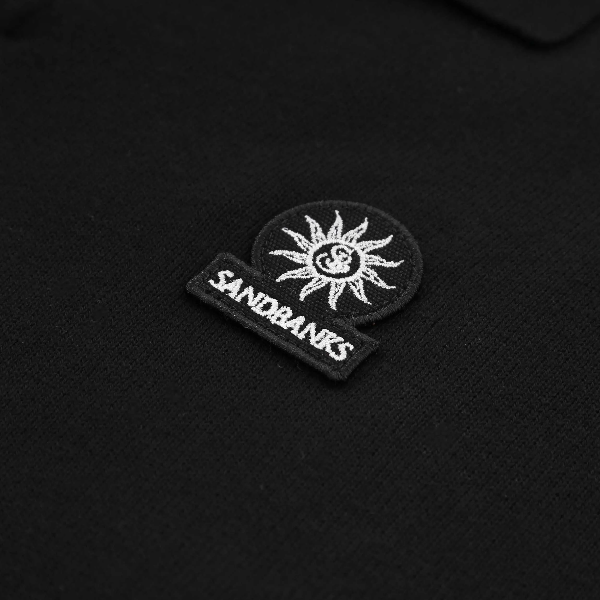 Sandbanks Knitted Open Collar Polo Shirt in Black