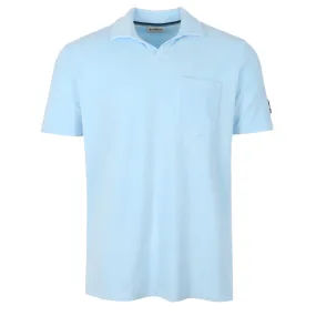 Sandbanks Resort Terry Towelling Polo Shirt in Crystal Blue