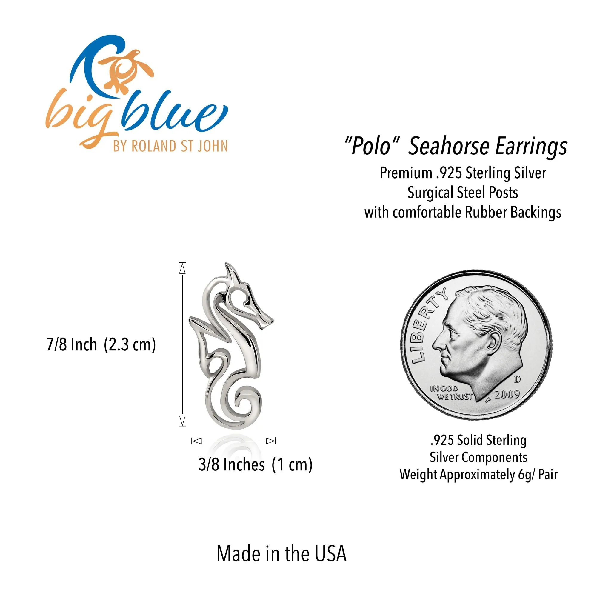 Seahorse Earrings Sterling Silver- Seahorse Post Earrings, Seahorse Stud Earrings, Seahorse Jewelry, Seahorse Gift