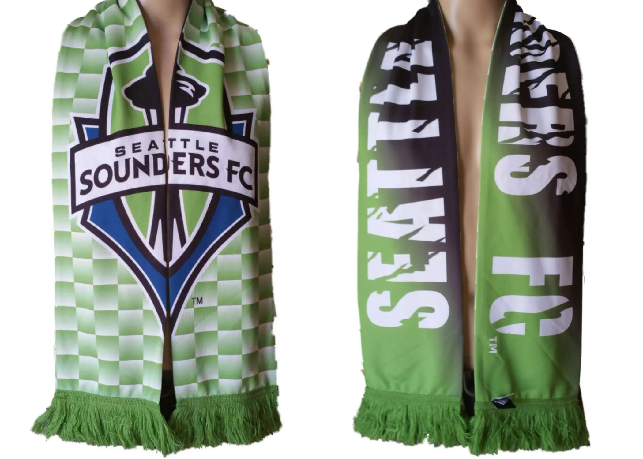 Seattle Sounders FC Adidas Gradient Checkered Reversible Scarf (59" x 7.25")