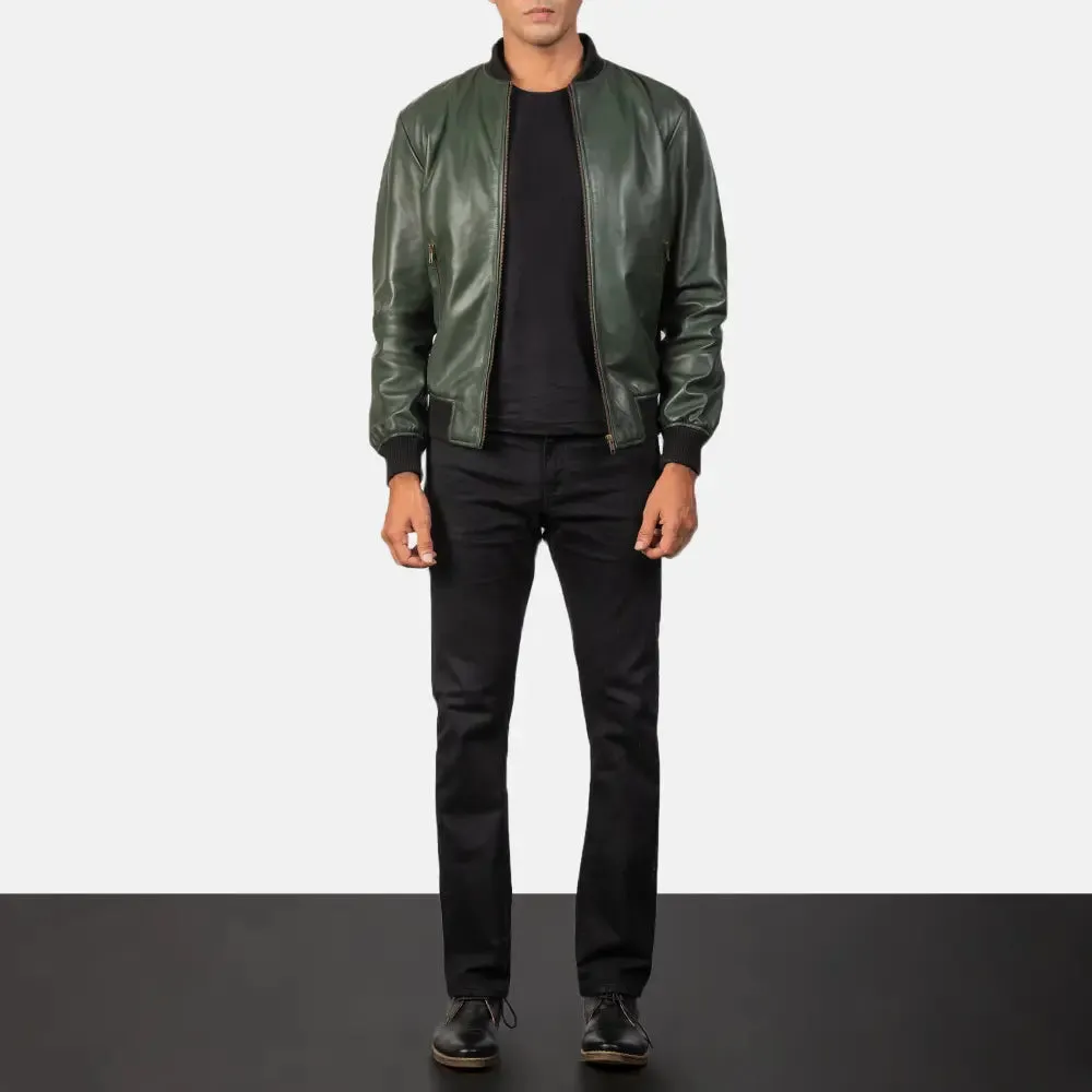 Shane Green Leather Bomber Jacket