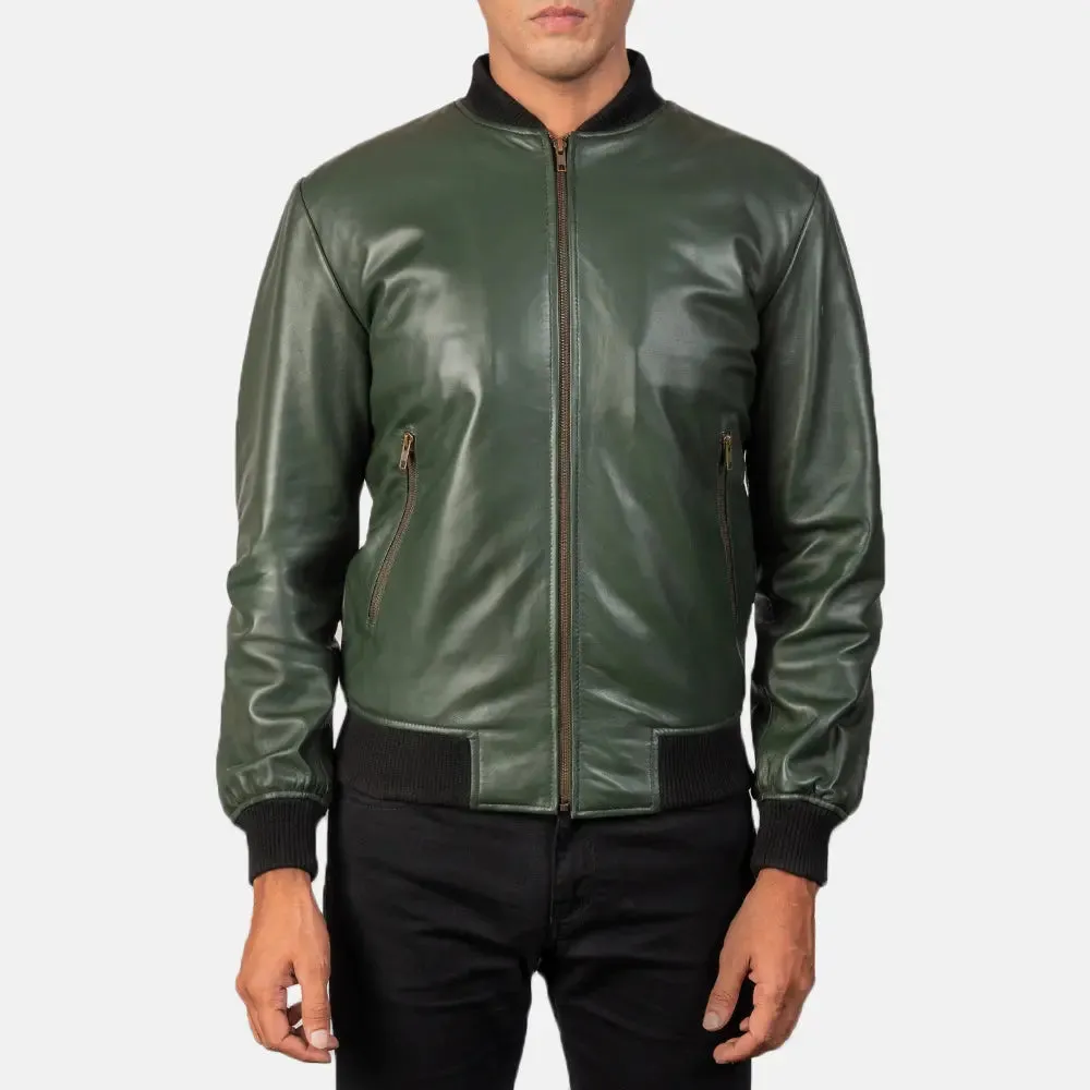 Shane Green Leather Bomber Jacket