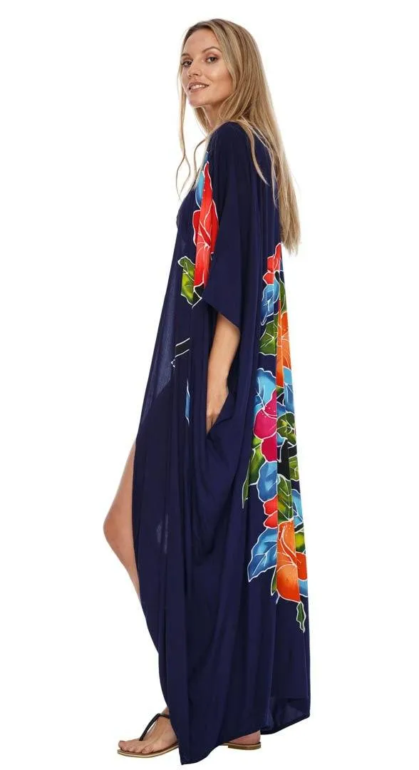 SHU-SHI Women's Floral Kimono Cardigan - Open Front Robe Beach Cover Up One Size