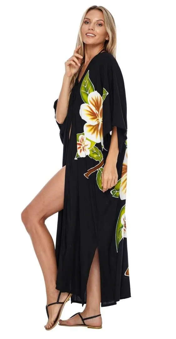 SHU-SHI Women's Kimono Cardigan - Floral Robe Beach Cover-Up, Open Front, One Size