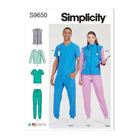 Simplicity Pattern S9650A Unisex Knit Scrubs