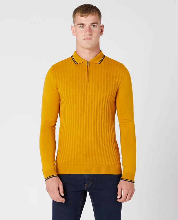 Slim Fit Merino Wool-Blend Long Sleeve Knitted Polo