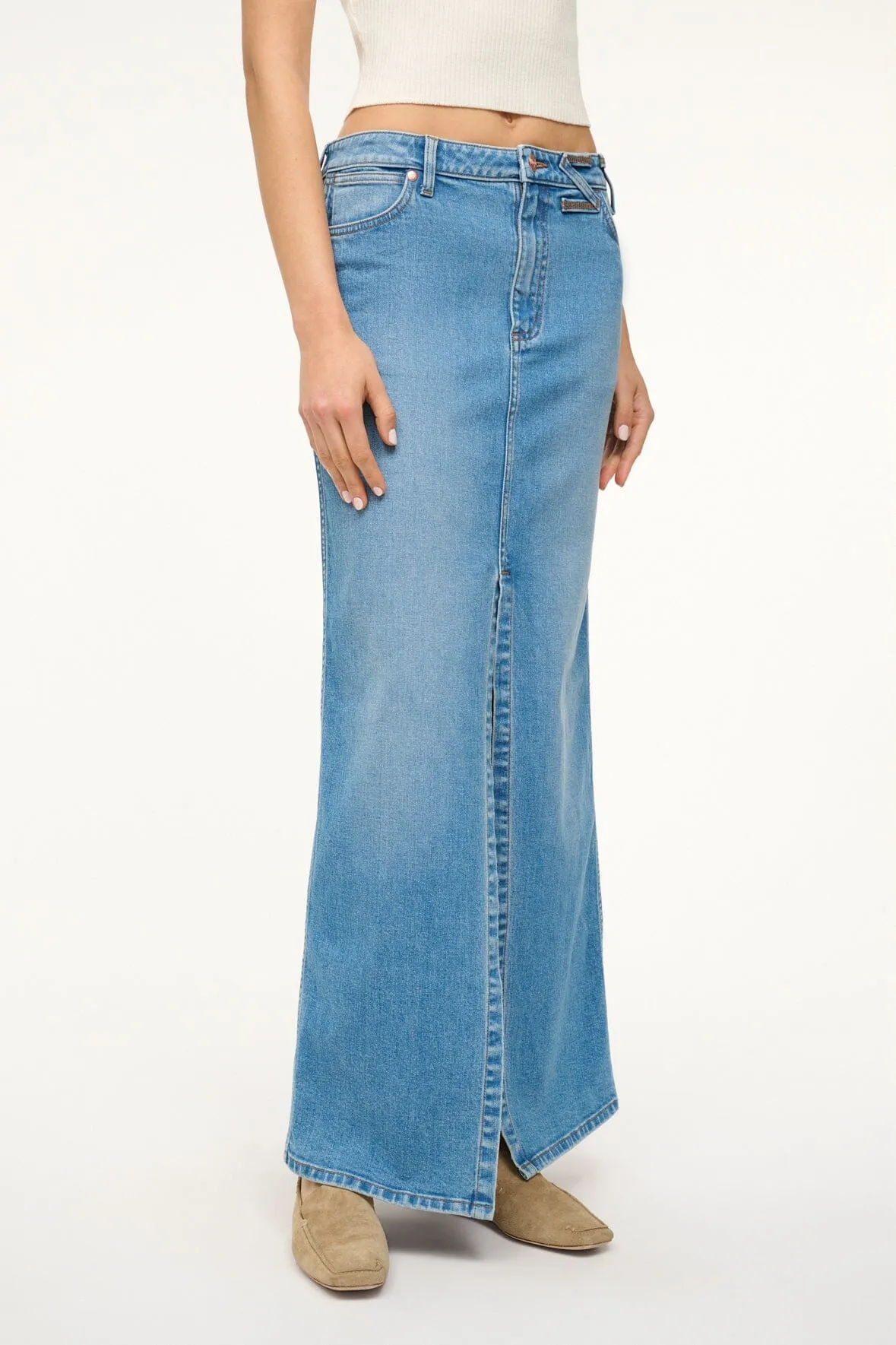 STAUD   WRANGLER THE MAXI SKIRT | MID BLUE