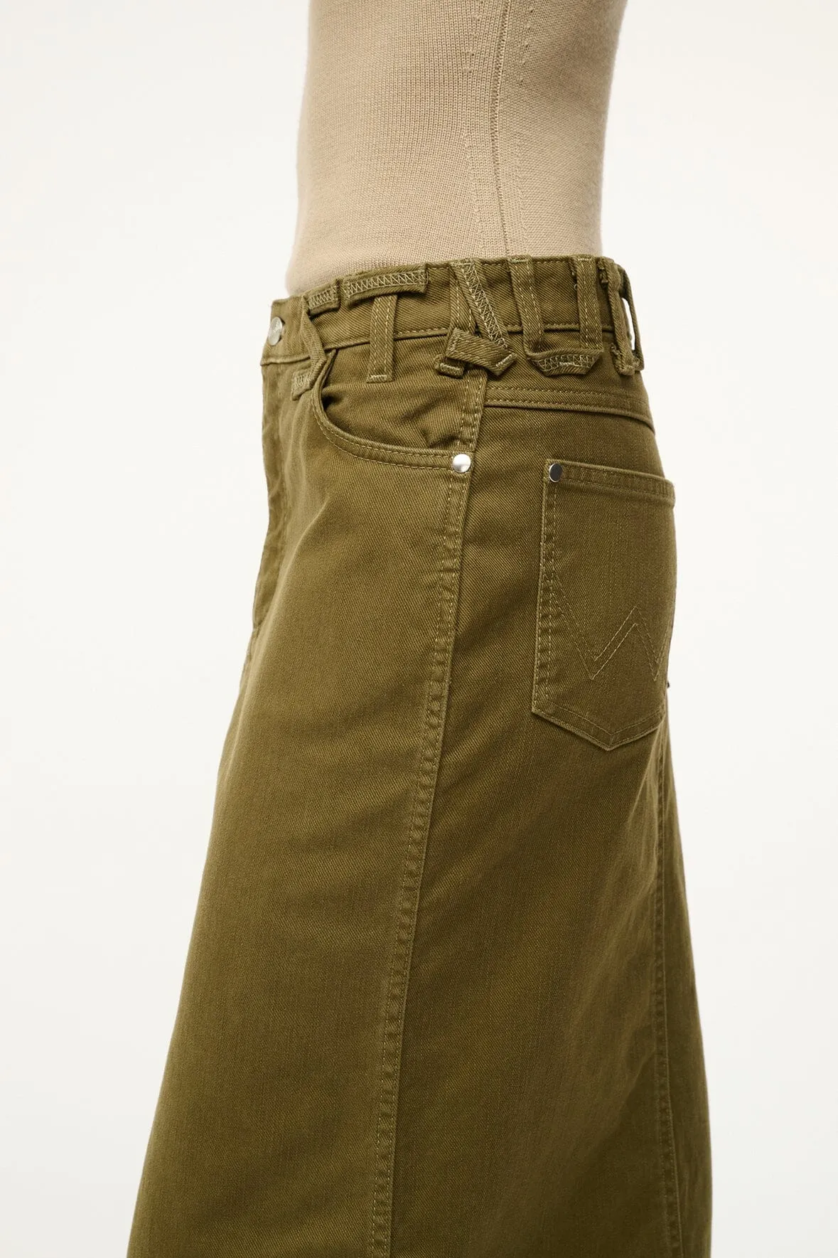 STAUD   WRANGLER THE MAXI SKIRT | SERGEANT GREEN