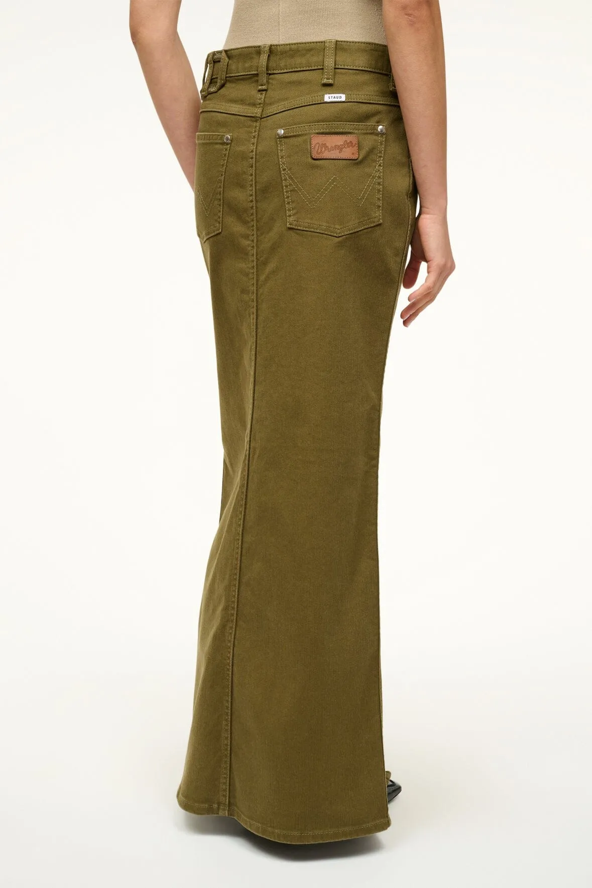 STAUD   WRANGLER THE MAXI SKIRT | SERGEANT GREEN