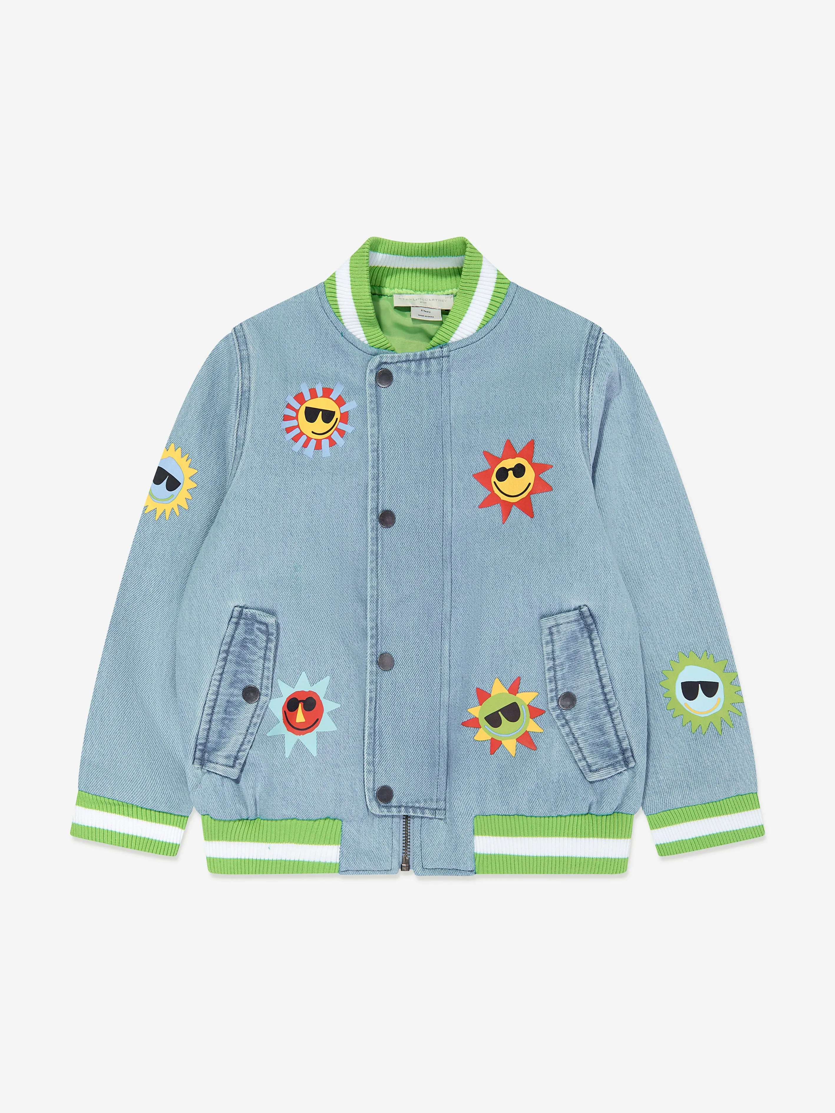 Stella McCartney Boys Denim Bomber Jacket in Blue