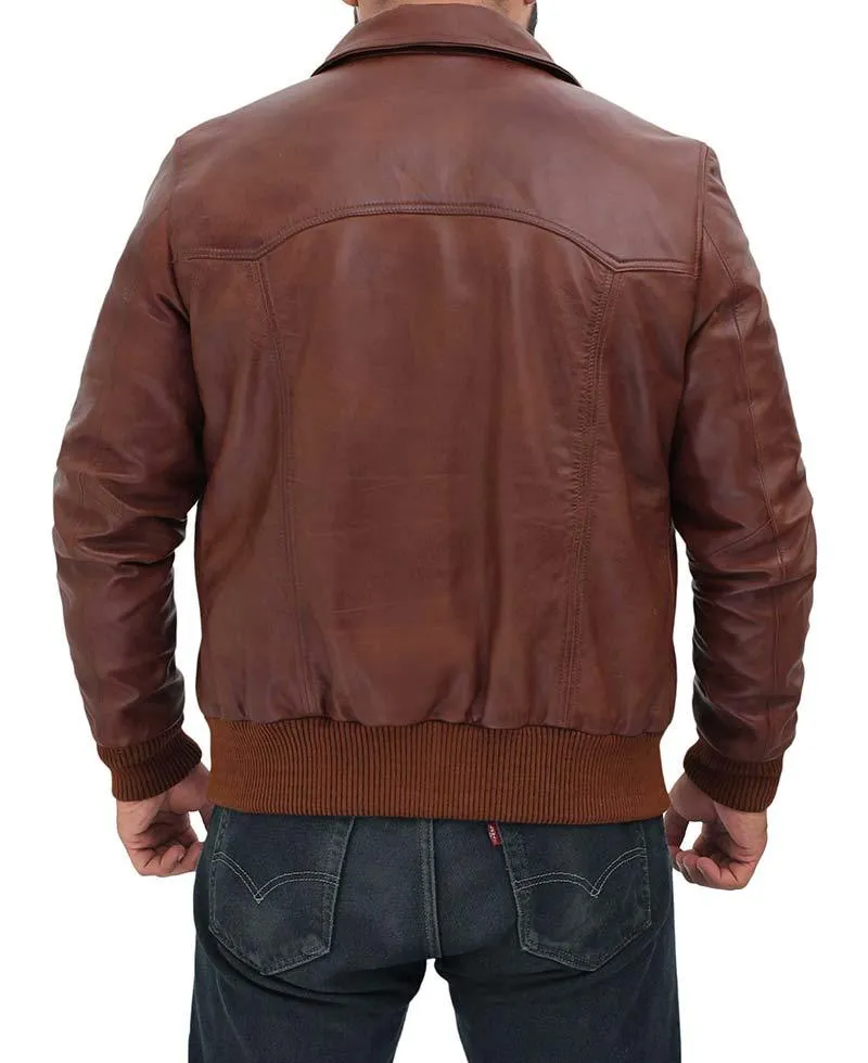 Steven Brown Lambskin Leather Bomber Jacket for Men