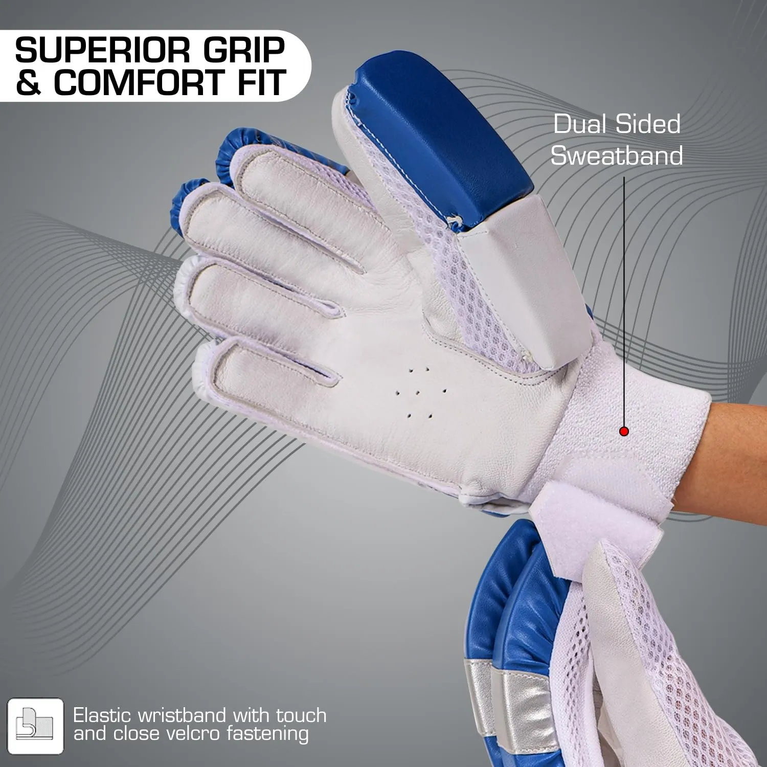 STRAUSS Cricket Batting Gloves | Edition: Super | Right Handed | Extra Soft | Standard Quality Leather| Age: 15  | Color: Multicolor