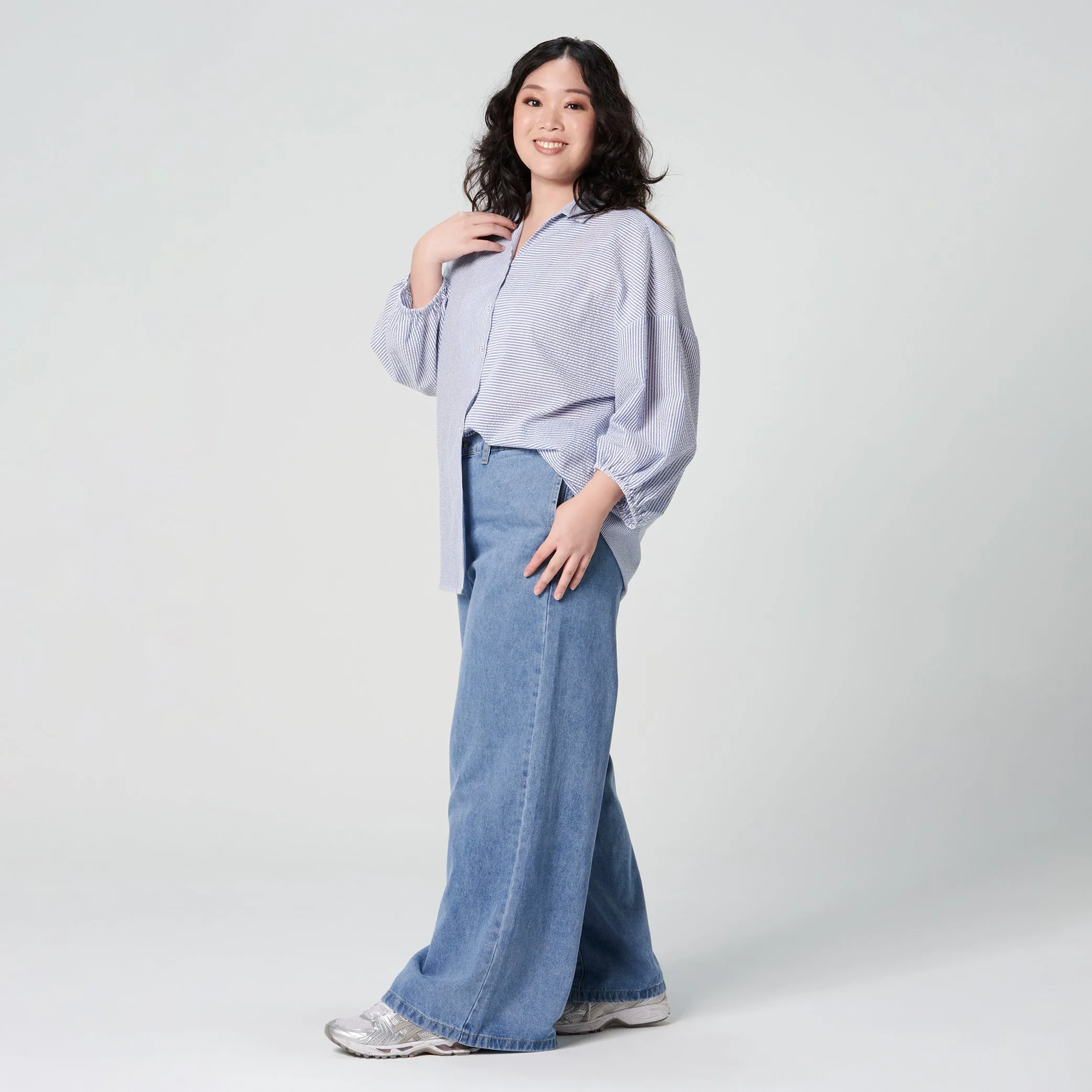 Stripe Lantern Sleeve Top