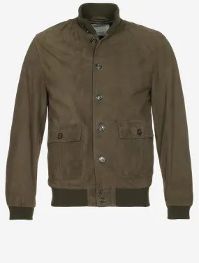 Suede Bomber Jacket Muschio Green