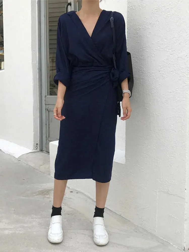 Tanja - Long Sleeve Midi Wrap Dress