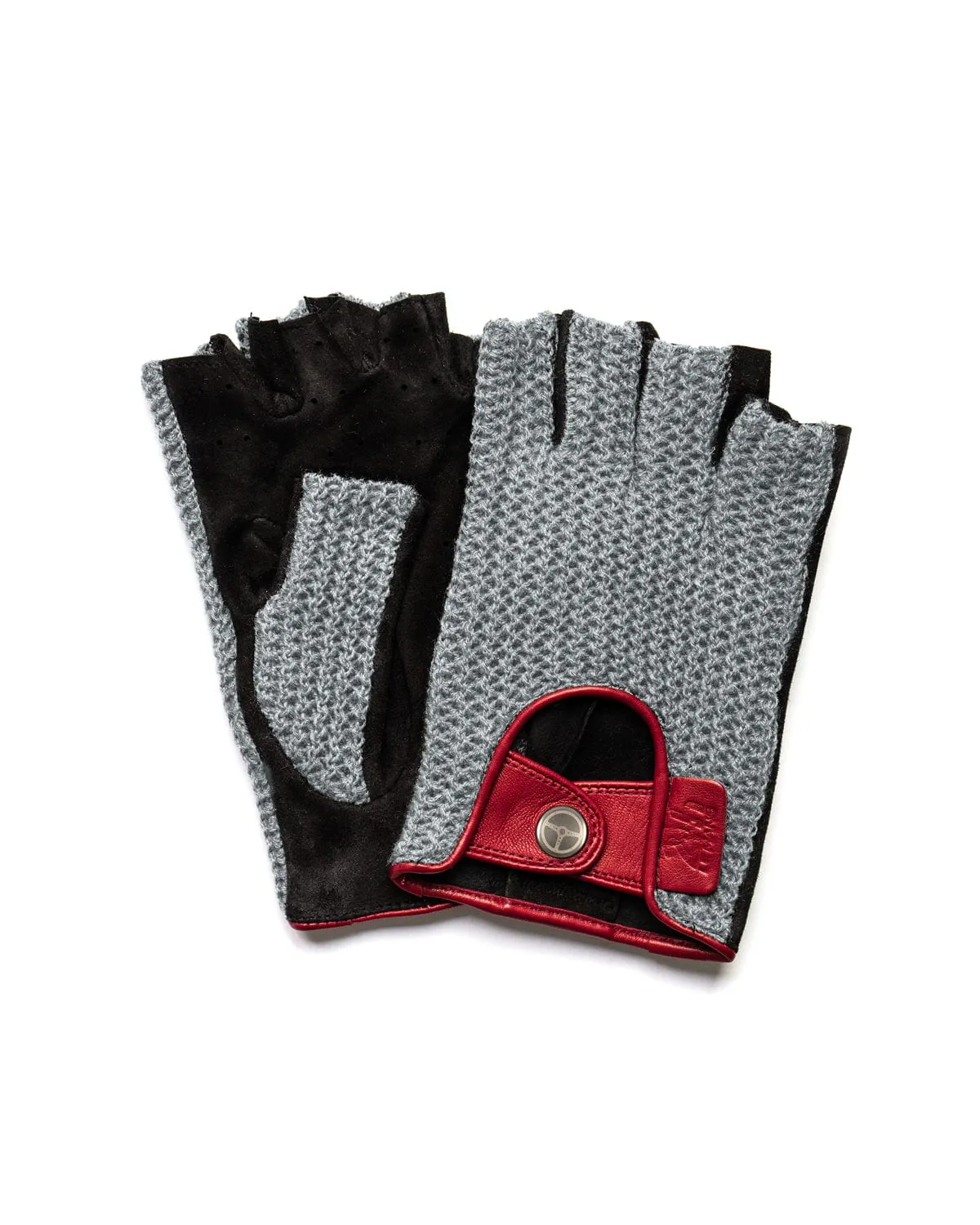 TERTRE ROUGE 24 Hours of Le Mans - Stringback Fingerless Driving Gloves - Hyper Black/Chalk Grey/Mugello Red