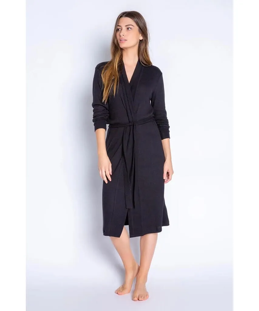 Textured  Basics Robe Black