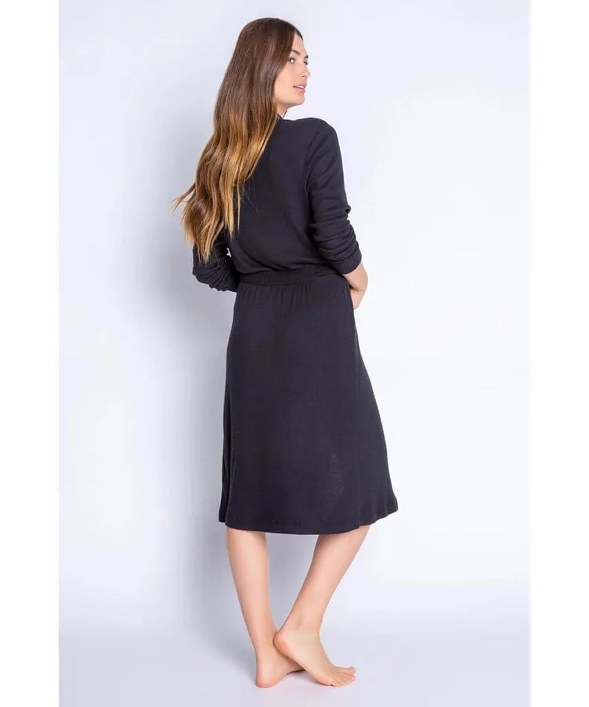 Textured  Basics Robe Black