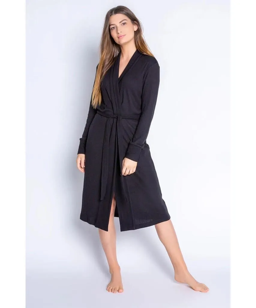 Textured  Basics Robe Black