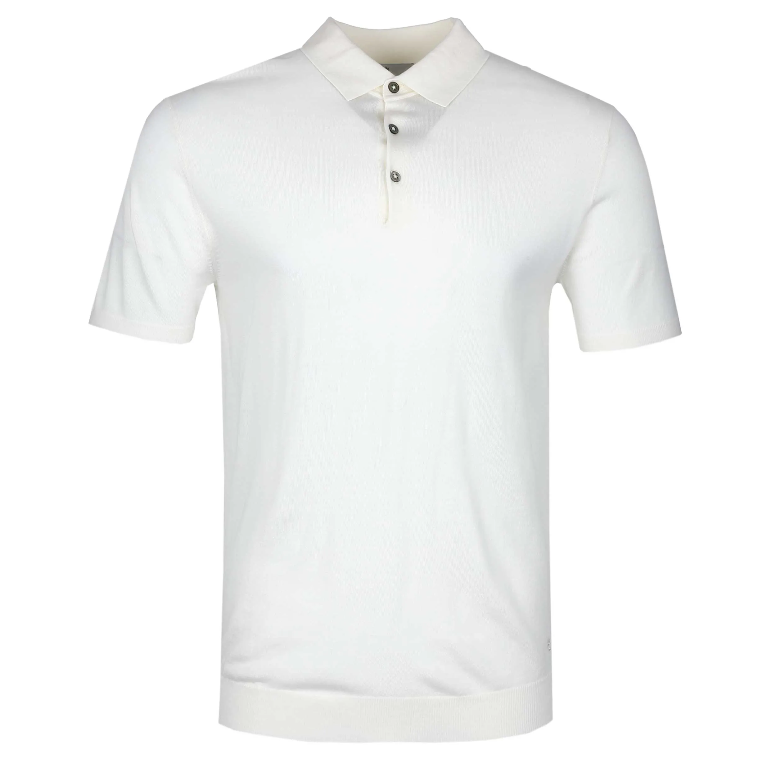 Thomas Maine Knitted Basic Polo Shirt in Off White