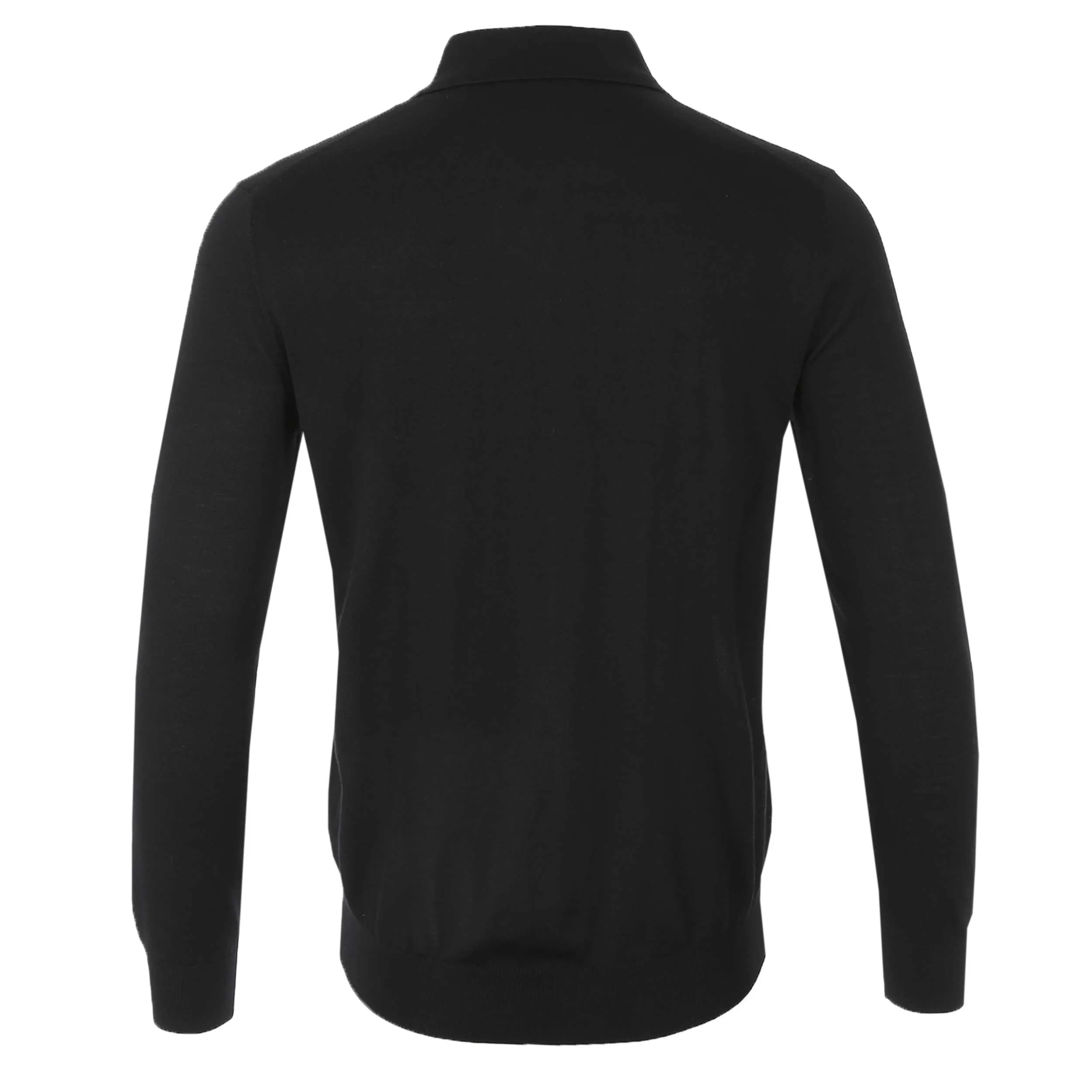 Thomas Maine Zip Knit Merino Polo in Black