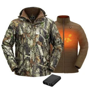 TideWe Men's 3-in-1 Heated Jacket with Battery Pack Hunting Jacket